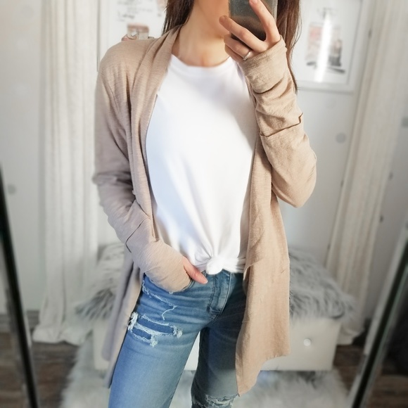 Casual Fall Cardigan Neutral Thumbhole Cardigan Women’s Long Cardi - Picture 2 of 10